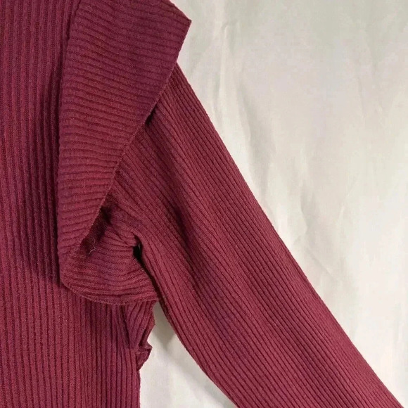 Lucky Brand Blouse Women's Large Red Ribbed Long Sleeve Round Neck Pullover - Picture 7 of 10